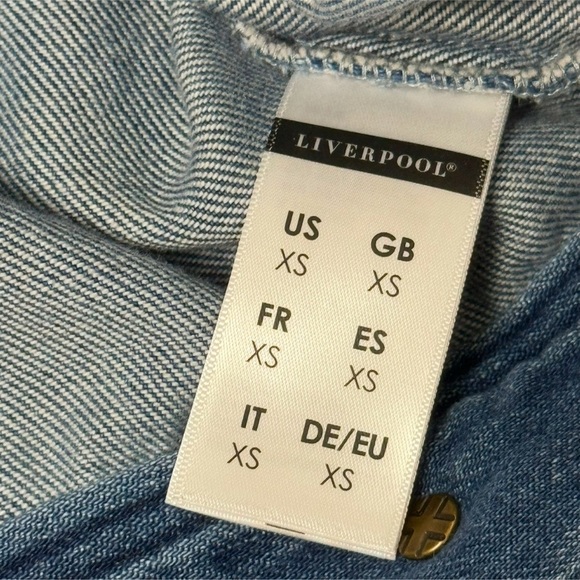 Liverpool Faded Blue Distressed Short Sleeve Denim Jean Shirt Jacket Extra Small - Picture 9 of 15